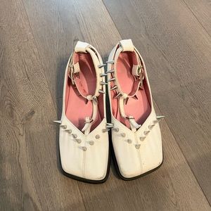 Nodress X Louis shengtaochen STUD SQUARE TOE PUMPS WITH BUCKLES